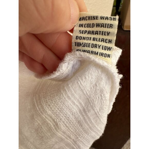 Sim & Sam Womens white Blouse Small long sleeve button up collared sheer beach - Picture 5 of 7